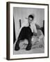 Vice Presidential Candidate Richard M. Nixon Sitting on His Hotel Bed Reviewing Paperwork-Cornell Capa-Framed Photographic Print