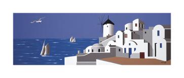 Molino en Santorini-Vicenc Curtó-Framed Giclee Print