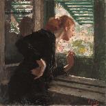 Thoughtful Child (Oil on Canvas)-Vicenzo Irolli-Giclee Print