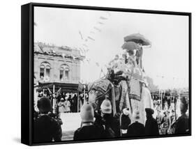 Viceroy Lord Curzon and Lady Curzon Entering into Delhi on an Elephant-null-Framed Stretched Canvas