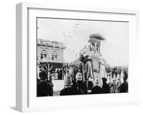 Viceroy Lord Curzon and Lady Curzon Entering into Delhi on an Elephant-null-Framed Photographic Print
