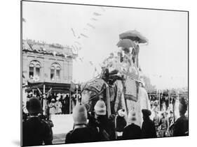 Viceroy Lord Curzon and Lady Curzon Entering into Delhi on an Elephant-null-Mounted Photographic Print
