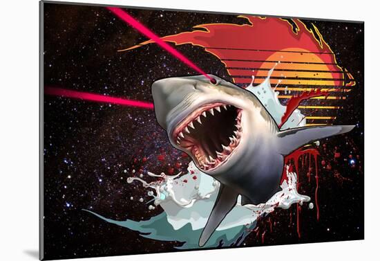 Vicious Laser Shark In Space-null-Mounted Poster