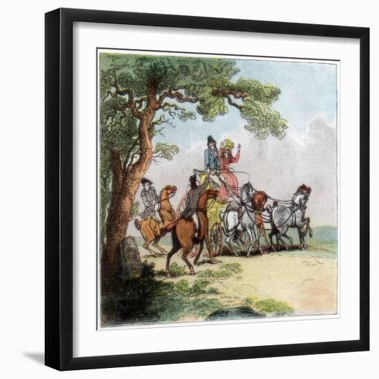 Vicissitudes of the Road in 1787, the Highwayman, Lord Barrymore Stopped, 1890-Thomas Rowlandson-Framed Giclee Print