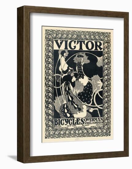 Victor Bicycles (vertical, monochrome)-William Henry Bradley-Framed Art Print