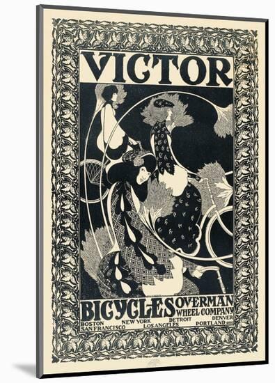 Victor Bicycles (vertical, monochrome)-William Henry Bradley-Mounted Art Print