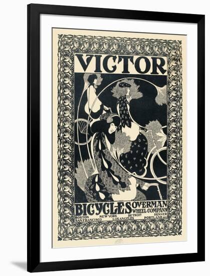 Victor Bicycles (vertical, monochrome)-William Henry Bradley-Framed Art Print