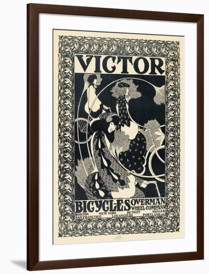 Victor Bicycles (vertical, monochrome)-William Henry Bradley-Framed Art Print