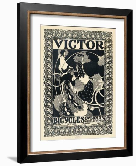 Victor Bicycles (vertical, monochrome)-William Henry Bradley-Framed Art Print