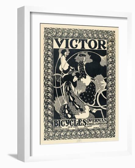 Victor Bicycles (vertical, monochrome)-William Henry Bradley-Framed Art Print