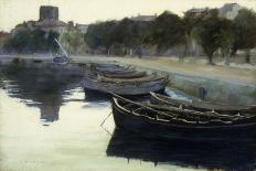 Boats at their Moorings-Victor Dupre-Stretched Canvas