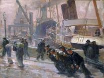 Liverpool Dockers at Dawn, 1903-Victor Francois Tardieu-Mounted Giclee Print