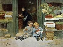 Children Have Afternoon Snack at Grocery Store-Victor Gabriel Gilbert-Art Print