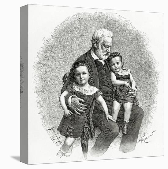 Victor Hugo Et Ses Petits Enfants,19th Century-null-Stretched Canvas