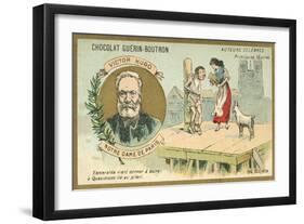 Victor Hugo, French Author, and a Scene from His Novel Notre Dame De Paris-null-Framed Giclee Print