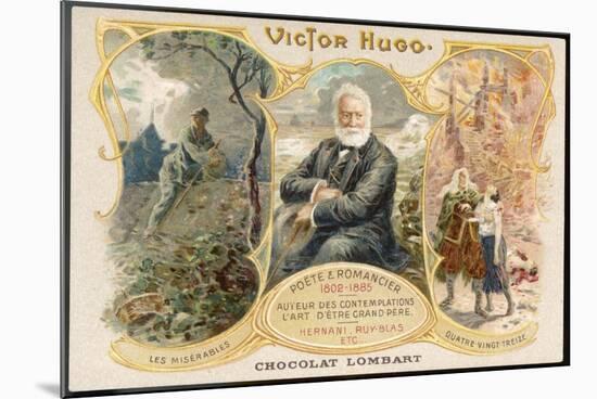 Victor Hugo with Scenes from Two of His Books-null-Mounted Premium Giclee Print