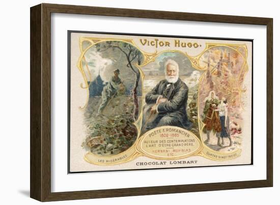 Victor Hugo with Scenes from Two of His Books-null-Framed Art Print