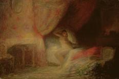 Bedroom Scene Bathed in Light (Oil on Card)-Victor Lecomte-Giclee Print
