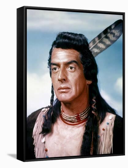 Victor Mature CHIEF CRAZY HORSE, 1955 directed by GEORGE SHERMAN (photo)-null-Framed Stretched Canvas