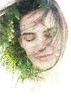 Creative Double Exposure Portrait of Woman Combined with Photograph of Nature-Victor Tongdee-Photographic Print