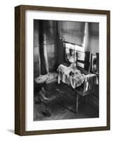 Victoria Cooper's Children Peering in Window Where Newborn Baby Lies in Crib Made from Fruit Crate-W^ Eugene Smith-Framed Photographic Print