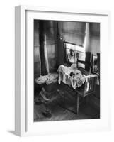 Victoria Cooper's Children Peering in Window Where Newborn Baby Lies in Crib Made from Fruit Crate-W^ Eugene Smith-Framed Photographic Print