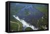 Victoria Falls and Zambezi River, Zimbabwe/Zambia border-David Wall-Framed Stretched Canvas