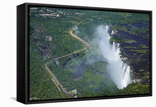 Victoria Falls and Zambezi River, Zimbabwe/Zambia border-David Wall-Framed Stretched Canvas