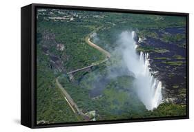 Victoria Falls and Zambezi River, Zimbabwe/Zambia border-David Wall-Framed Stretched Canvas