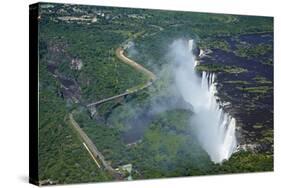 Victoria Falls and Zambezi River, Zimbabwe/Zambia border-David Wall-Stretched Canvas