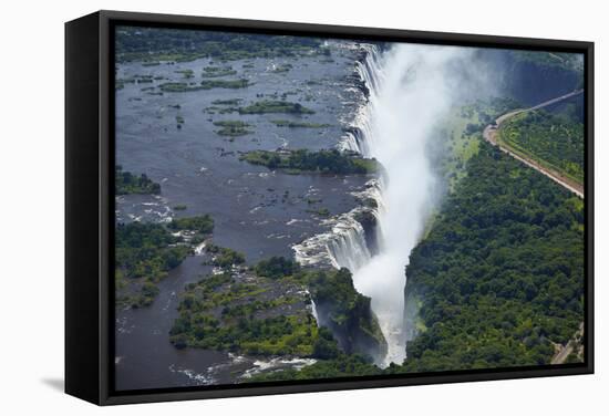 Victoria Falls and Zambezi River, Zimbabwe/Zambia border-David Wall-Framed Stretched Canvas