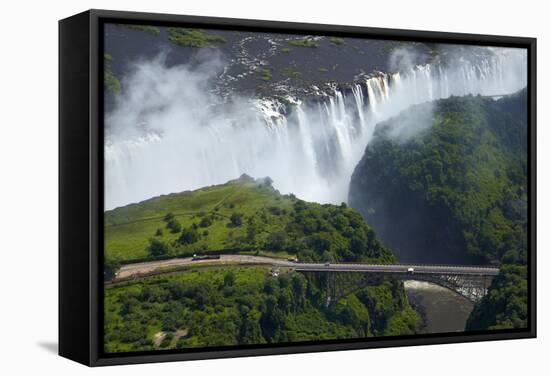 Victoria Falls and Zambezi River, Zimbabwe/Zambia border-David Wall-Framed Stretched Canvas