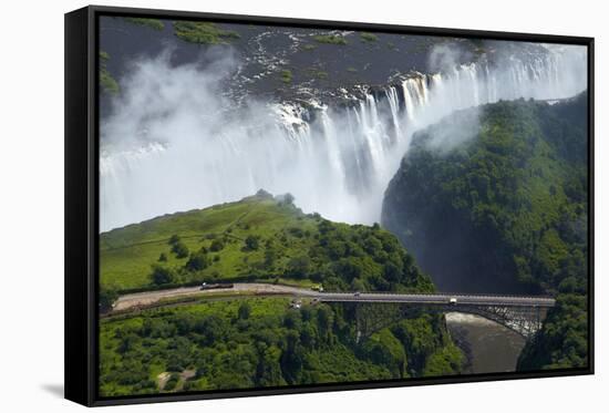 Victoria Falls and Zambezi River, Zimbabwe/Zambia border-David Wall-Framed Stretched Canvas