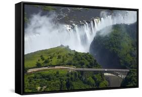 Victoria Falls and Zambezi River, Zimbabwe/Zambia border-David Wall-Framed Stretched Canvas