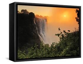 Victoria Falls at Sunrise, Zambezi River, Near Victoria Falls, Zimbabwe, Africa-Christian Heeb-Framed Stretched Canvas