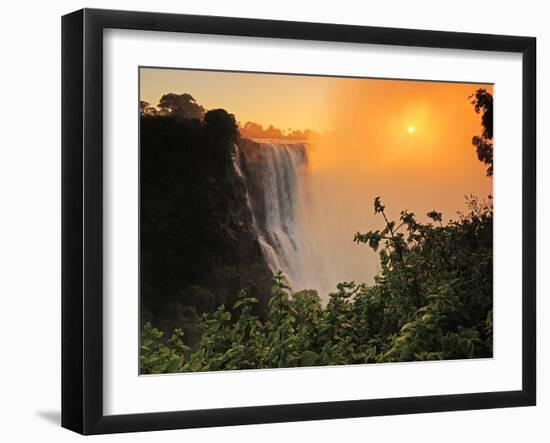 Victoria Falls at Sunrise, Zambezi River, Near Victoria Falls, Zimbabwe, Africa-Christian Heeb-Framed Photographic Print