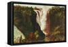 Victoria Falls from Western End of Chasm-Thomas Baines-Framed Stretched Canvas