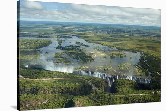 Victoria Falls or   Mosi-oa-Tunya   (The Smoke that Thunders), and Zambezi River, Zimbabwe-David Wall-Stretched Canvas