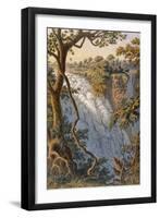 Victoria Falls: the Leaping Water (Colour Litho)-Thomas Baines-Framed Giclee Print