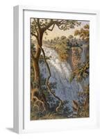Victoria Falls: the Leaping Water (Colour Litho)-Thomas Baines-Framed Giclee Print
