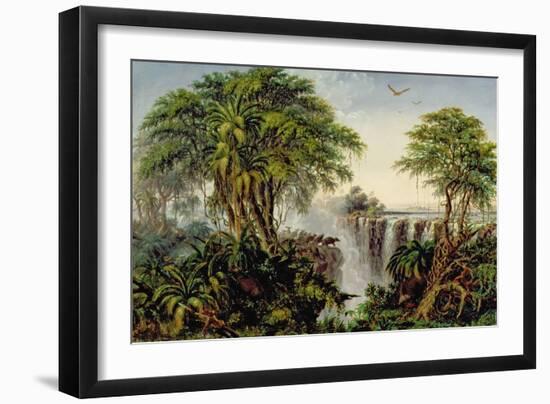 Victoria Falls with Stampeding Buffalo-Thomas Baines-Framed Giclee Print