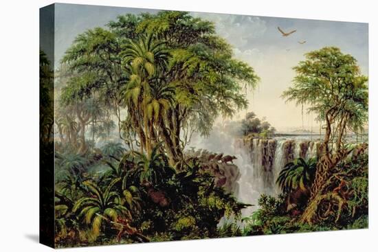 Victoria Falls with Stampeding Buffalo-Thomas Baines-Stretched Canvas