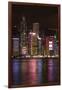 Victoria Harbor and light show on skyscrapers, Central, Hong Kong, China-David Wall-Framed Photographic Print