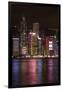 Victoria Harbor and light show on skyscrapers, Central, Hong Kong, China-David Wall-Framed Photographic Print