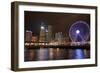 Victoria Harbor, Hong Kong Observation Wheel and skyscrapers, Central, Hong Kong, China-David Wall-Framed Photographic Print