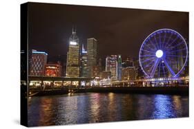 Victoria Harbor, Hong Kong Observation Wheel and skyscrapers, Central, Hong Kong, China-David Wall-Stretched Canvas