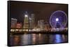 Victoria Harbor, Hong Kong Observation Wheel and skyscrapers, Central, Hong Kong, China-David Wall-Framed Stretched Canvas