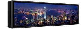 Victoria Harbour and Skyline from the Peak, Hong Kong, China-Michele Falzone-Framed Stretched Canvas