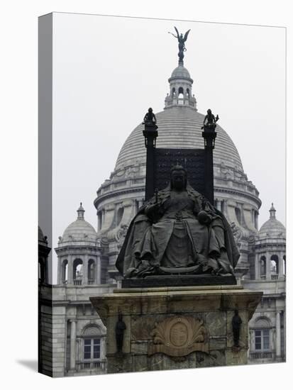 Victoria Memorial, Bronze Statue of Queen Victoria of England, Calcutta, India-null-Stretched Canvas