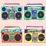 80S Boomboxes-victoria pineapple-Framed Stretched Canvas